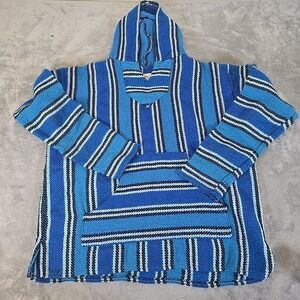 Iguana Jack Hoodie Men XXL Blue Drug Rug Baja Hippie Mexican Pullover
